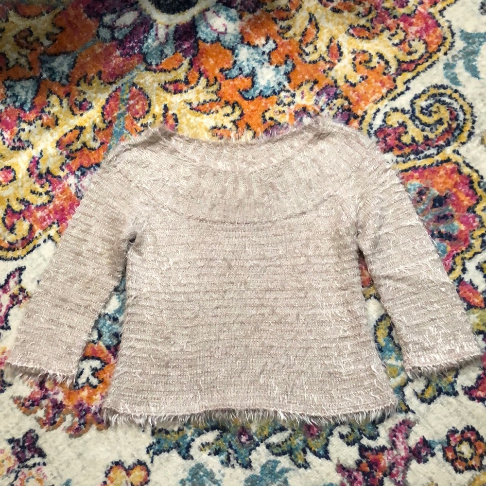 🎈Rachel Roy Taupe Boat Neck Eyelash Sweater
